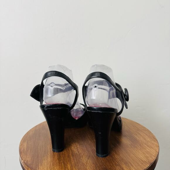 American Eagle Black Leather Slingback Heels Women’s Size 11 - Picture 5 of 10